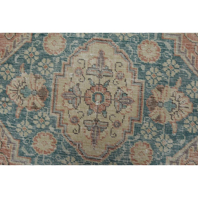 Ivory Tabriz Rug 8’2” X 10’10” Ivory Wool Vintage Distressed Hand-Knotted Carpet For Sale - Image 8 of 15