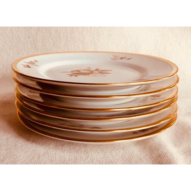 1960s Royal Copenhagen Brown Rose Hand-Painted Porcelain Small Plates Set of 6 For Sale - Image 12 of 15