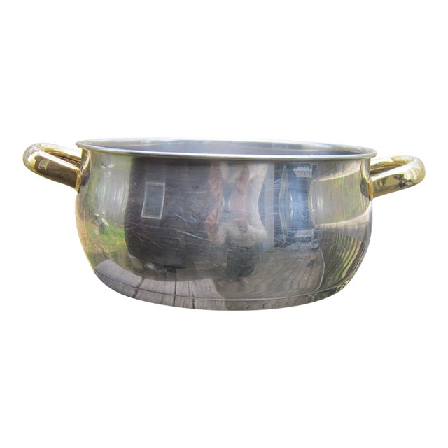 1990s Command Performance Gold 9" 2 Handle Pan 18/10 Stainless 3 Ply Base Lid Sauté For Sale