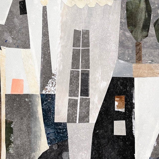 2020s Trees on the Roof Top - Original Architectural Urban Landscape Mixed Media Collage on Paper For Sale - Image 5 of 6