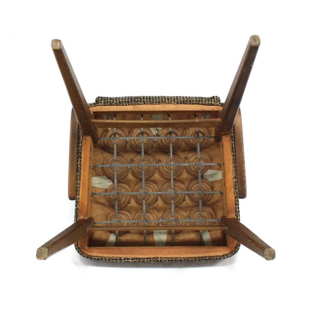 Brown Set of Four Mid-Century Modern Blond Wood Side Dining Chairs New Upholstery MINT For Sale - Image 8 of 8