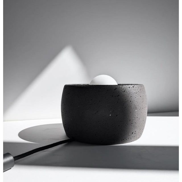 Caldera Partially Glazed Lava Stone Table Lamp by Clemence Birot For Sale - Image 10 of 18