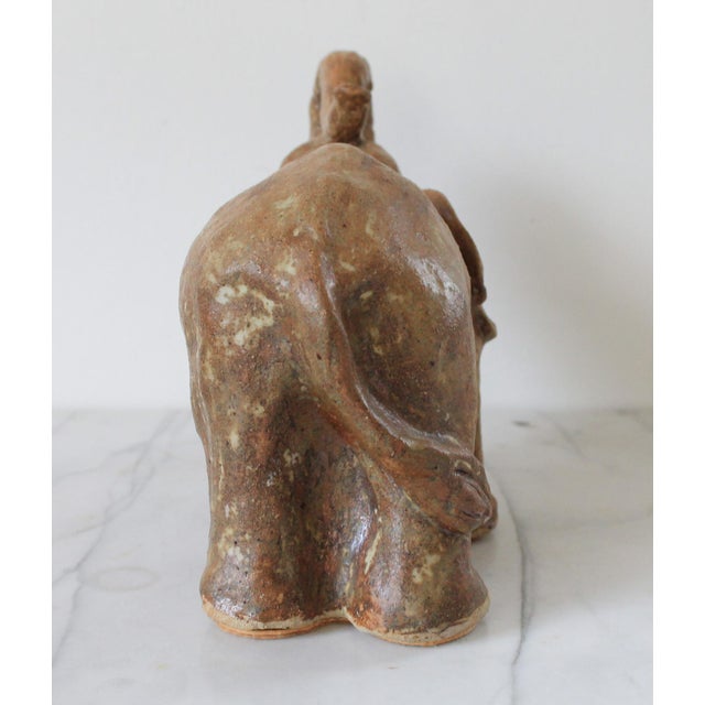 Ceramic Vintage Studio Art Pottery Elephant Sculpture For Sale - Image 7 of 11