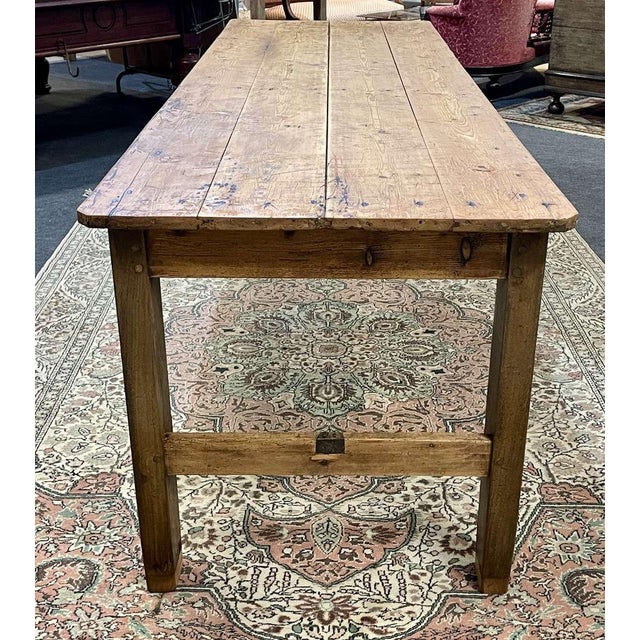 Wood Antique Farmhouse Table in Fir and Chestnut, 1800s For Sale - Image 7 of 18