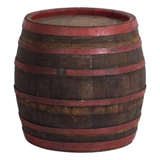 Vintage Wooden Barrel with Iron Hoops, Hungary, 1930 For Sale