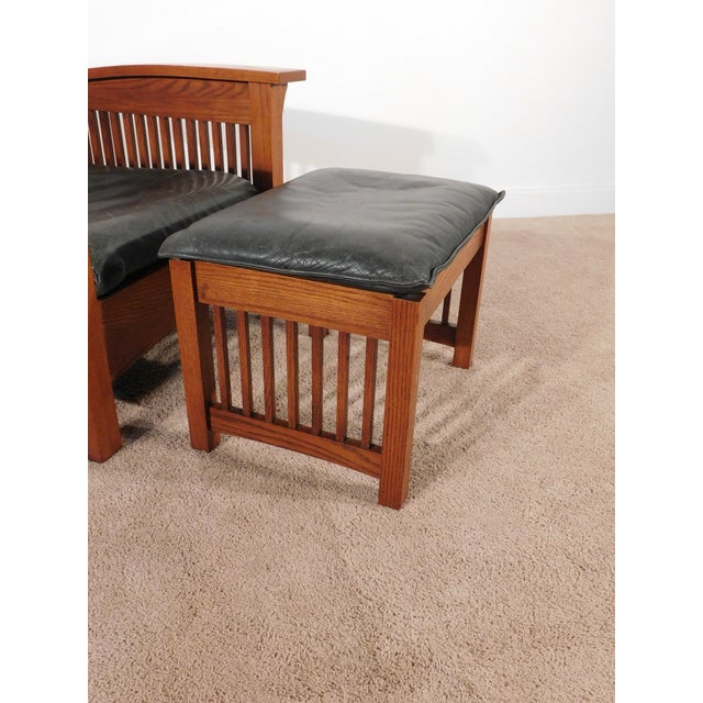 Wood Kimball Antique Style Mission Prairie Arts & Crafts Oak Morris Chair & Ottoman For Sale - Image 7 of 18
