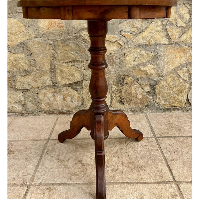 Round Game Table with Marquetry Top, 1940s For Sale - Image 9 of 10