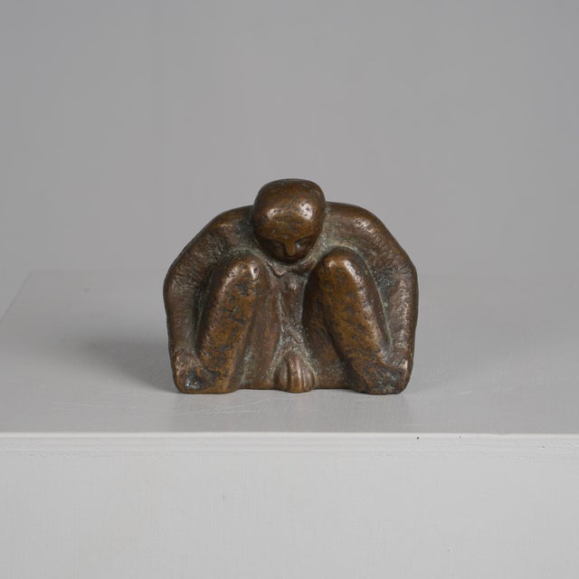LN, Sculpture of a Crouching Male Figure, 1980s, Bronze For Sale - Image 11 of 11