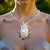 Traditional Sapphire Pearl Necklace 14k White Gold 5 TCW Certified For Sale - Image 3 of 12