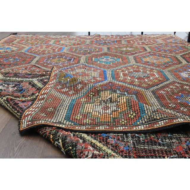 Vintage Turkish Hand-Knotted vintage rug is a semi-antique vintage runner rug.'70s Eastern region of Turkey's unique rug...