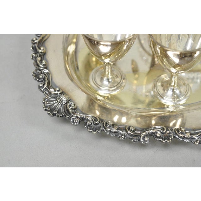Antique Victorian Silver Plated Footed Cut Glass Breakfast Set Toast Rack W Tray For Sale - Image 4 of 18