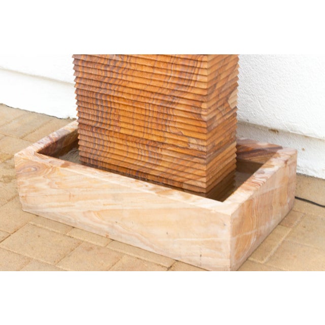 Handcarved Sandstone Modern Waterfall Fountain For Sale In Los Angeles - Image 6 of 10