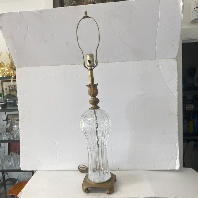 1980s Brass and Crystal Lamp by Safran and Glucksman For Sale - Image 11 of 11
