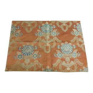 Antique Orange & Blue Silk Brocade Textile Fragment For Sale