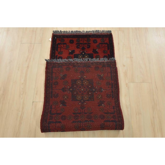 Turkmen Runner 1’11” X 4’10” Red Wool Tribal Hand-Knotted Oriental Rug For Sale - Image 10 of 11
