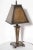 Early 1920s detailed all Bronze Arts & Crafts Desk Lamp.Featuring a bronze stem, bronze pyramidal shade, seated on round...
