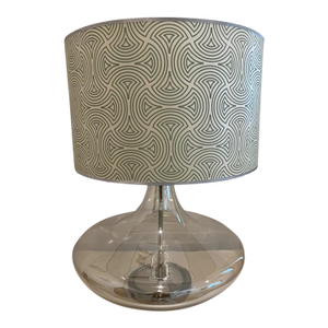 Oversized Mid-Century Modern Glass Lamp With Patterned Drum Shade, 1960s–1970s