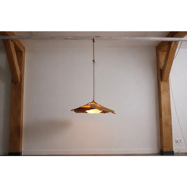 Wood Uchiwa Series Hana I Ceiling Light by Ingo Maurer for Design M, Germany, 1970s For Sale - Image 7 of 18