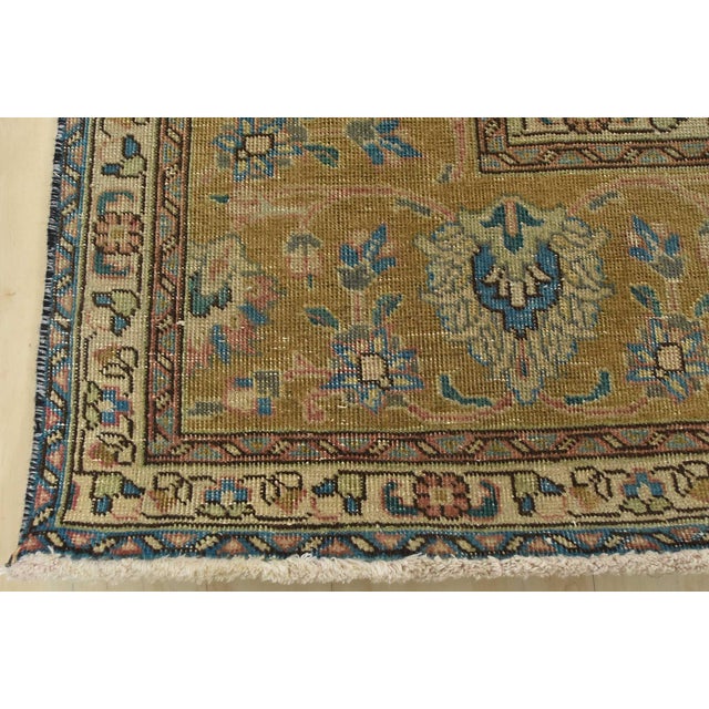 Tabriz Rug 8’6” X 11’5” Red Wool Vintage Distressed Hand-Knotted Carpet For Sale - Image 12 of 15