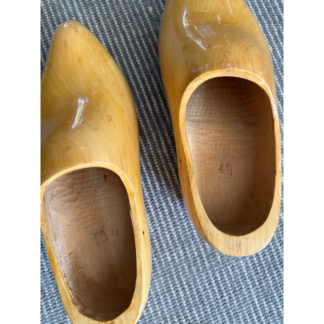 Late 20th Century A Pair of Vintage Dutch Handmade Large Wooden Clogs For Sale - Image 5 of 11