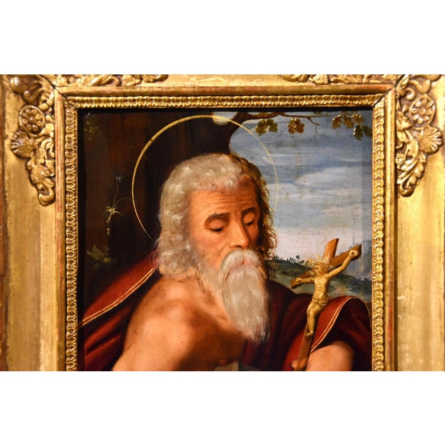 Circle of Giuseppe Mazzuoli Detto Il Bastarolo, Saint Jerome Mazzuoli, 16th Century, Oil on Copper For Sale - Image 6 of 15