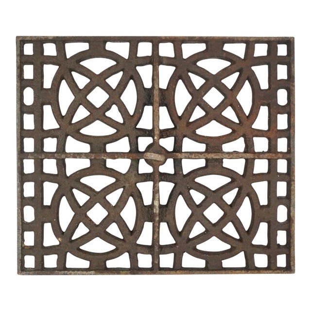 Vintage European Cast Iron Coal Hole Grill Cover For Sale