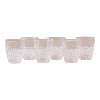 Handblown Pienza Rice Patterned Tumbler Glasses by Il Buco Vita in Clear Glass, Set of Six For Sale