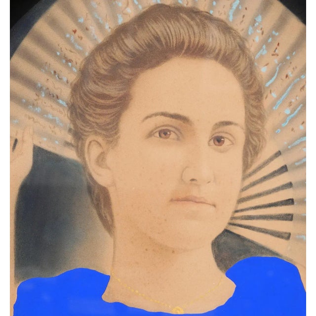 Black 2020 "Matilda" Contemporary Black Canvas Wrapped Portrait With Vibrant Blue Collar by Matthew Reeves For Sale - Image 8 of 10