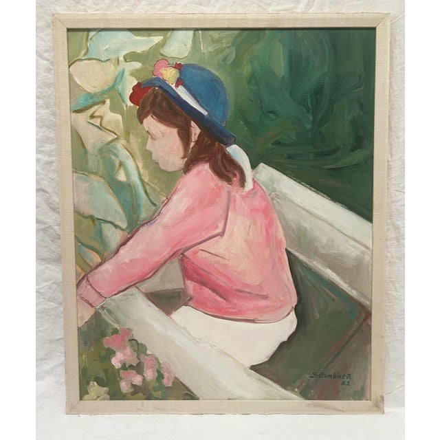 Pink Impressionistic Portrait 'Younger Than Springtime' Oil on Canvas, Signed by Artist For Sale - Image 8 of 11