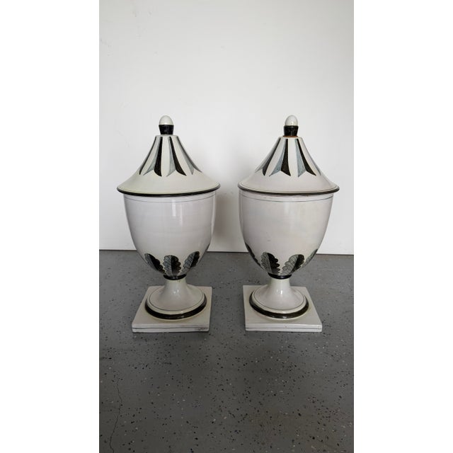 Antique Large Italian Apothecary Lidded Urn Set For Sale - Image 4 of 8