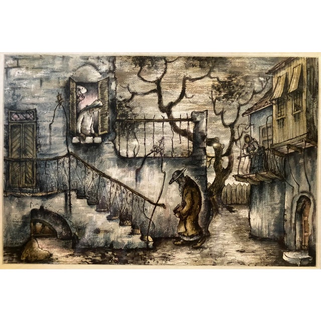 Mid 20th Century Zvi Livni Signed Vintage Lithograph "Twilight Over Jerusalem" – Framed Judaica Art For Sale - Image 4 of 18