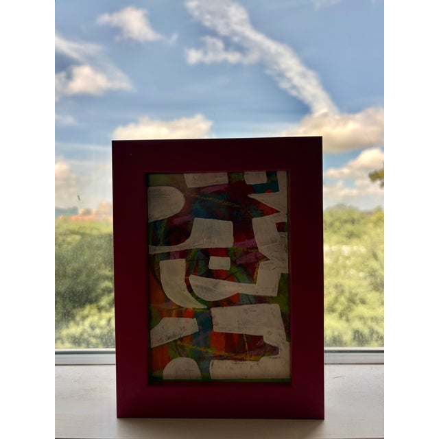 2025 Bright Southern Abstract Painting in Custom Frame For Sale In Houston - Image 6 of 8