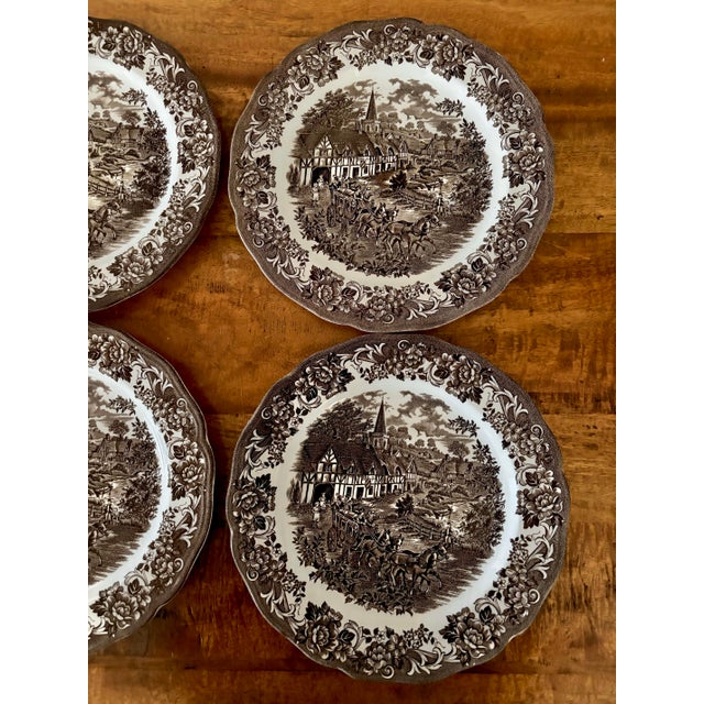Ceramic Antique J & G Meakin Dinner Plates "Stratford Stage" - Set of 4 For Sale - Image 7 of 9