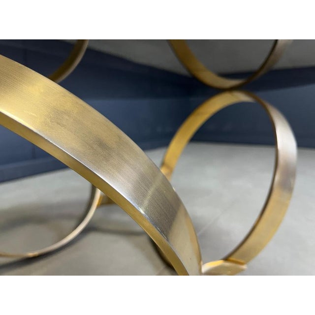 Vintage Brass Coffee Table with Glass by Knut Hesterberg, 1970s For Sale - Image 8 of 15