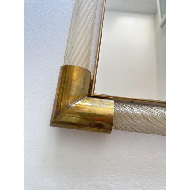 Mid-Century Modern Monumental Italian Venetian “Torciglione” Torchon Murano Glass Wall Mirror by SimoEng For Sale - Image 3 of 6