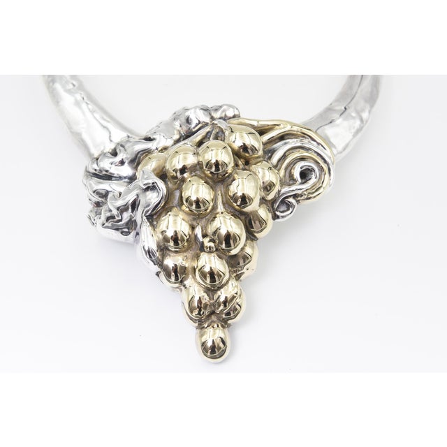 Vintage 1980s Sterling Silver Bib Necklace With Structural Grape Design For Sale - Image 4 of 11