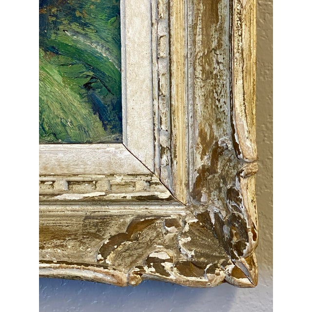 Green Early 1900s Original French Sunflower Still Life Oil Painting For Sale - Image 8 of 10