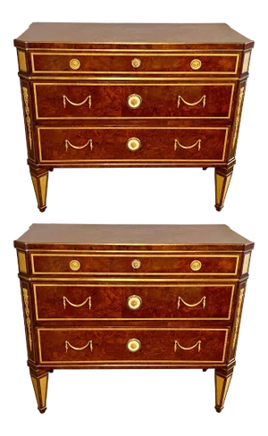 Late 19th Century Baltic Chests or Commodes Tortoise Shell Finish - Set of 2