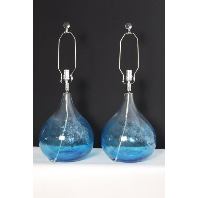 Mid 20th Century Mid 20th Century Seguso Style Hand Blown Murano Lamps - a Pair For Sale - Image 5 of 16