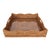 Artifacts Rattan Scallop Square Tray with Glass Insert in Brown For Sale