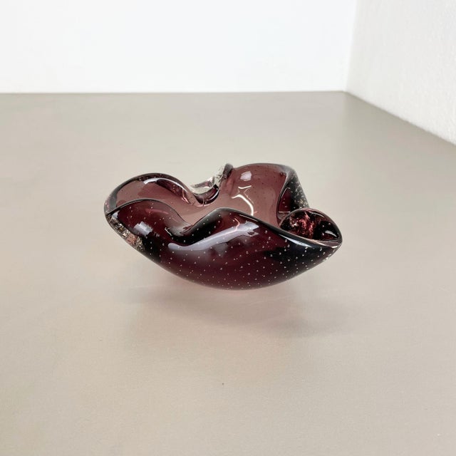 Large Pink Murano Bubble Glass Bowl or Ashtray, Italy, 1970s For Sale - Image 3 of 18