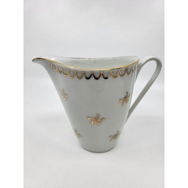French Empire Style Porcelain Tea Service Decorated with Fine Gold from Sologne, 20th Century, Set of 15 For Sale - Image 11 of 18