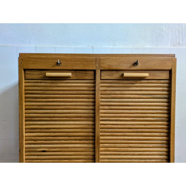Double Archive Cabinet with Door Shutter in Oak, France, 1930s For Sale - Image 5 of 15