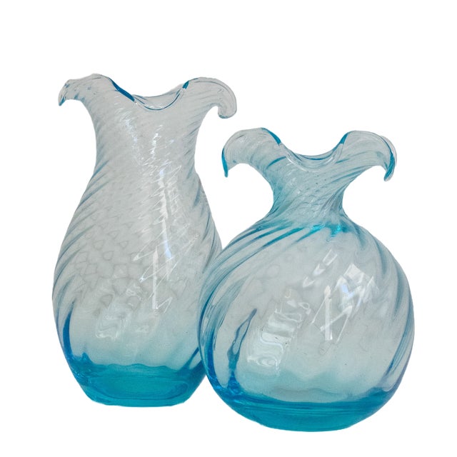 Murano Vases in Acquamare from Ribes the Art of Glass, Set of 2 For Sale