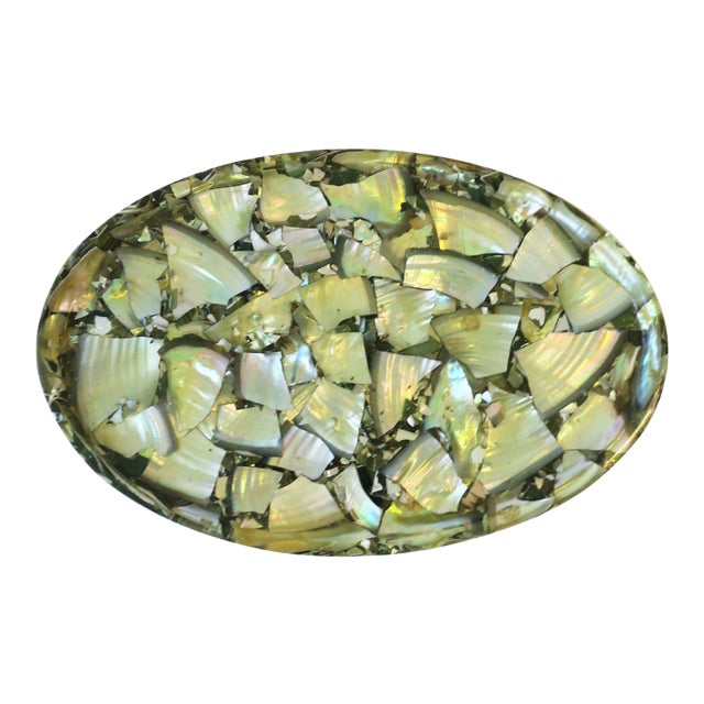 Abalone Seashell and Lucite Serving or Vanity Tray For Sale