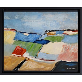 Bucolic, Abstract Landscape, Oil on Canvas, Modern, Minimalism by Sophie Dumont For Sale