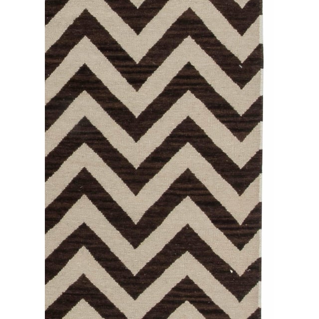 Textile Contemporary Zig-Zag Design Brown, White Wool Rug by Doris Leslie Blau For Sale - Image 7 of 7