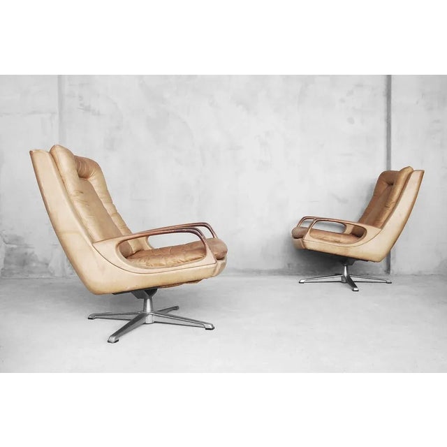 Set of Leather Swivel Chairs by Carl Straub, 1950s For Sale - Image 6 of 18