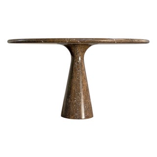 Italian Brown-Grey Marble Dining Table by Angelo Mangiarotti, 1970s For Sale