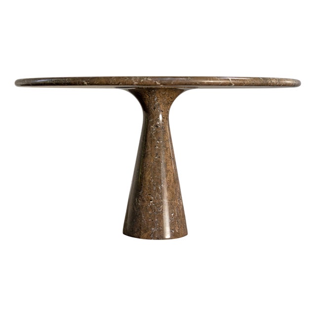 Italian Brown-Grey Marble Dining Table by Angelo Mangiarotti, 1970s For Sale